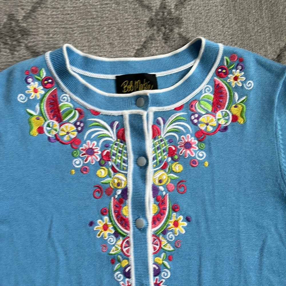 Bob Mackie Blue Embroidered Sweater - Picture 4 of 8